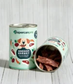 Recyclable custom printable paper cans with airtight seal for small-batch pet treats EU market.
