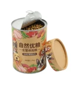 EU PPWR compliant biodegradable custom printed paper cans for dog dry food.